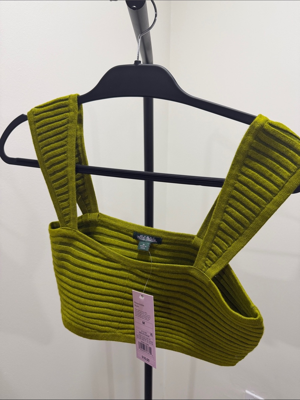 wild fable Olive Green Ribbed Square-Neck Crop Top